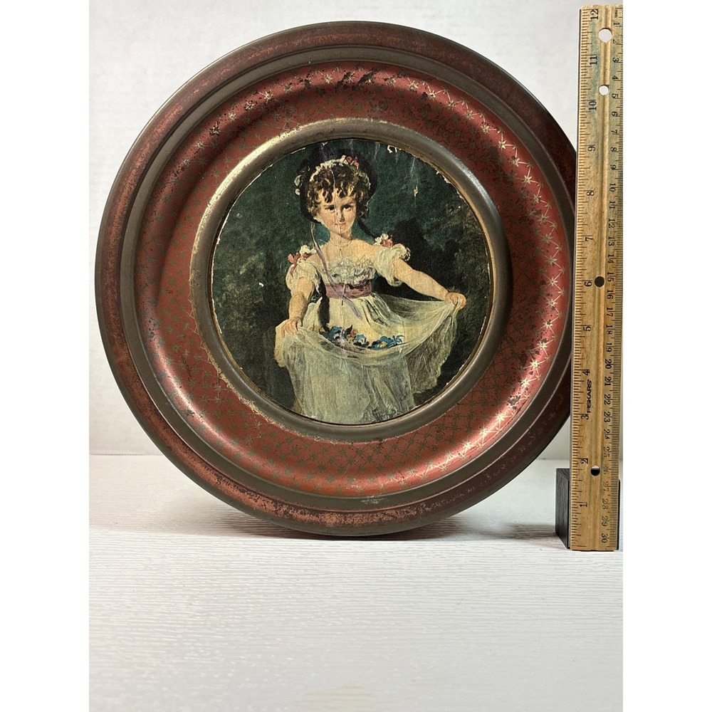 Vintage Sunshine Biscuits Tin Guildcraft New York Portrait Girl Round S0164